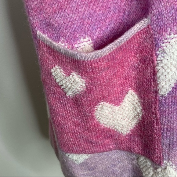 Anthropologie Maeve Pink Purple Hearts Cardigan Sweater - Picture 5 of 11
